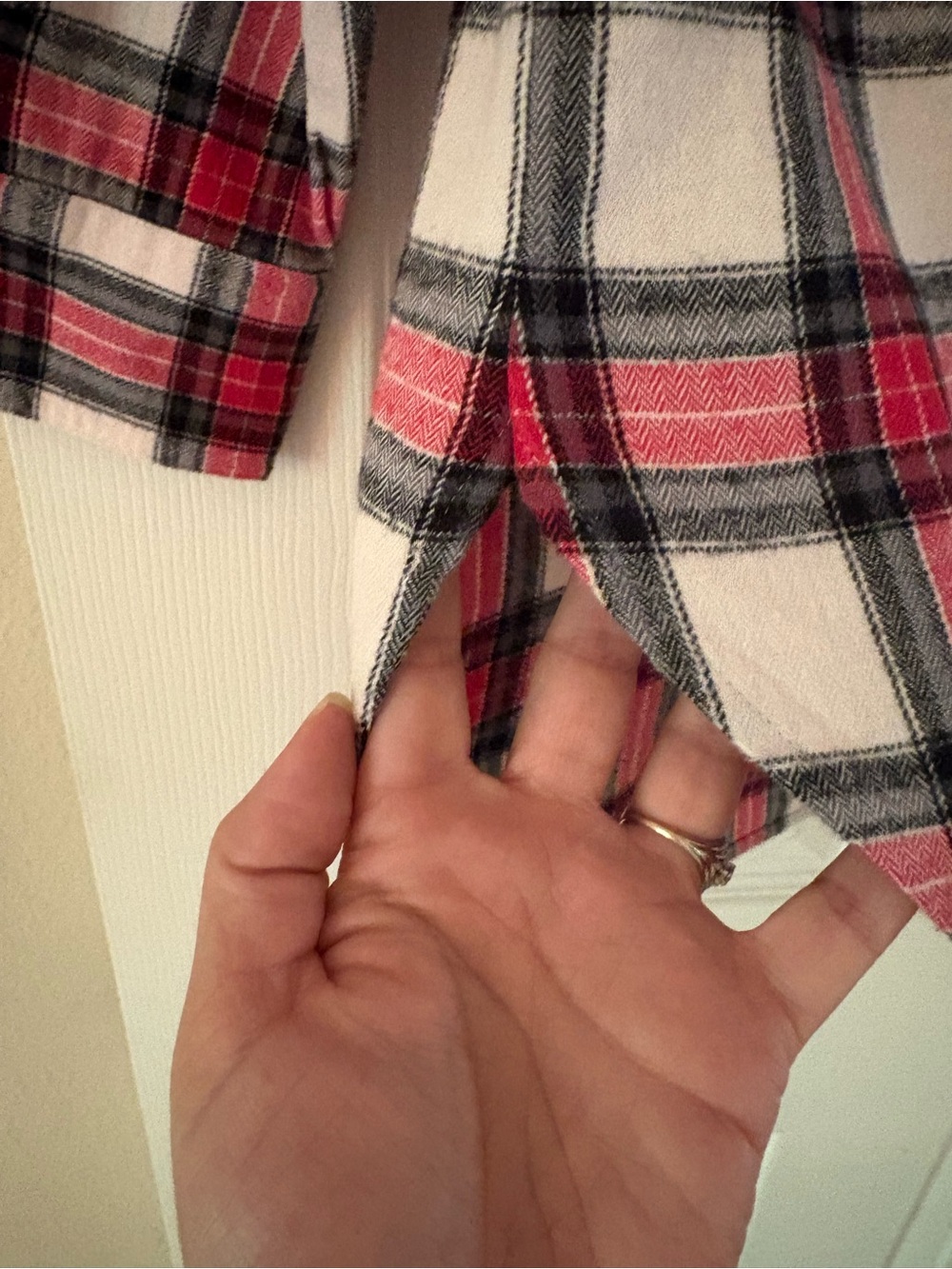 LOFT Red, White and Black Plaid Button-Down Shirt - Picture 6 of 10